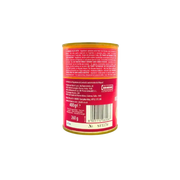Vue du dos de la conserve de tomates pelées San Marzano DOP Mutti 400g, affichant informations nutritionnelles et détails du produit.