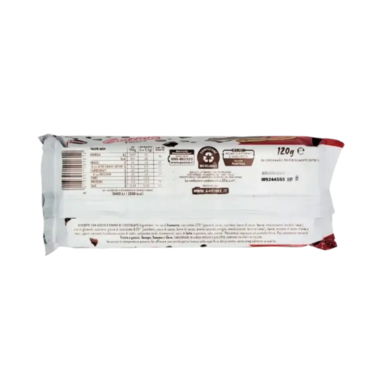 Biscuits finger – Gocciole Finger – Pavesi – 120 g (vue arrière)