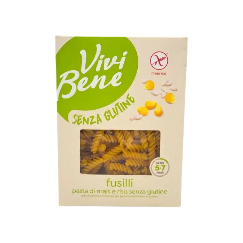 Fusilli sans gluten Vivi Bene 400g – pâte spirale maïs et riz pour intolérants au gluten