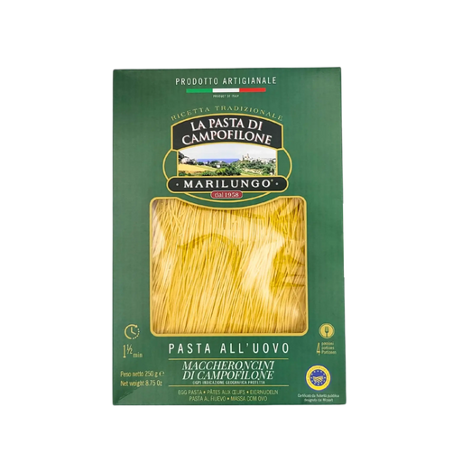Maccheroncini di Campofilone IGP, La Pasta di Campofilone, Marilungo, 250g, pâtes artisanales aux œufs, recette traditionnelle italienne.