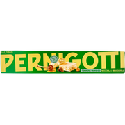 Face avant de la boîte de torrone morbido aux noisettes et amandes Pernigotti, 235g, dans un design vert vif avec une image de torrone et des noisettes.