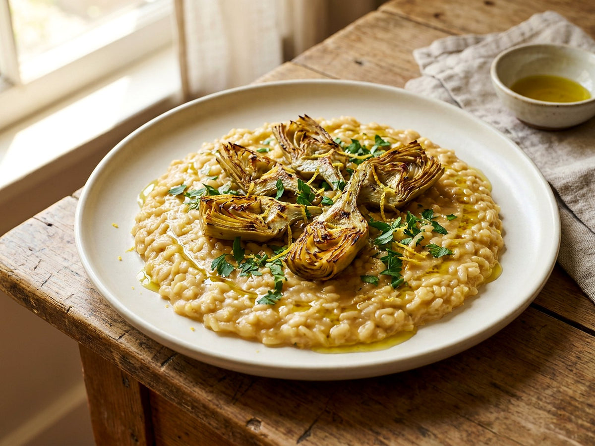 Risotto aux artichauts grillés et au citron