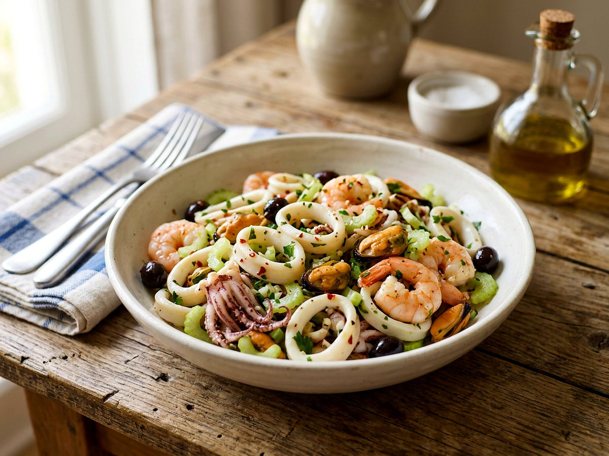 Insalata di mare au citron et aux olives taggiasche