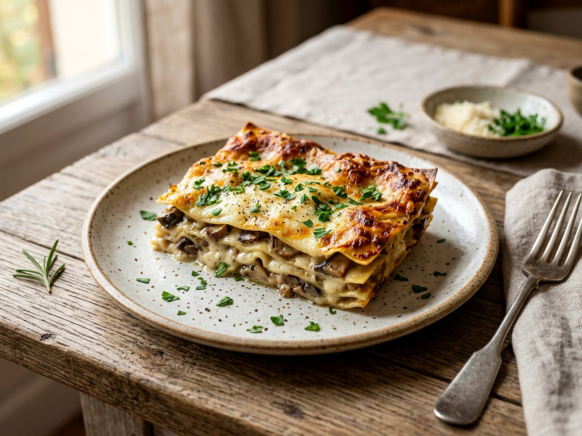 Lasagnes blanches aux champignons et aux cèpes