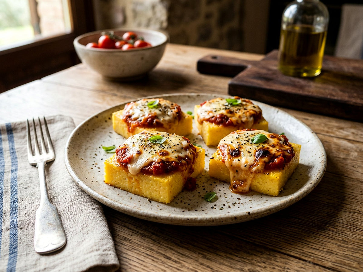 Polenta gratinée à la tomate et à la scamorza fumée