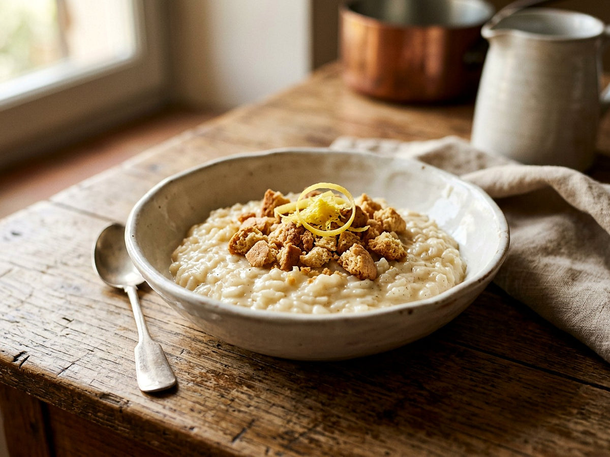 Riz au lait à la crème d'amande et aux amaretti