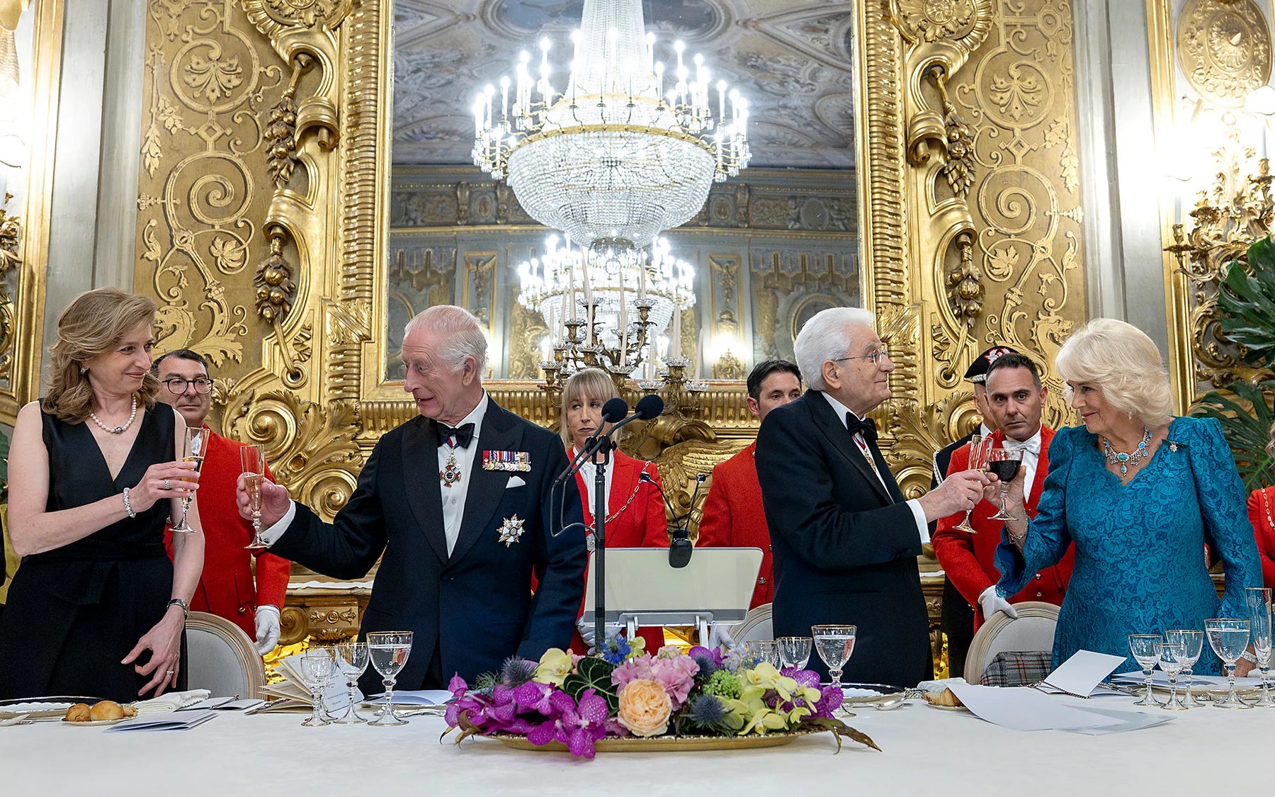 Dîner d'État avec Charles III, Camilla, Sergio Mattarella et Laura Mattarella au Quirinal