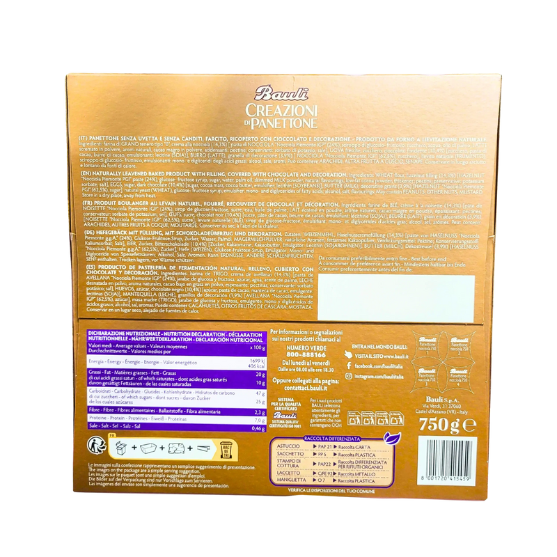 Panettone Nocciola Bauli im Detail – Nährwertangaben und Zutaten