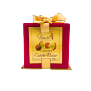 Boîte cadeau Cubotto Rubino Vanoir 250g vue de face, mettant en valeur le packaging raffiné et l'étiquette dorée.
