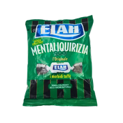 Sachet de bonbons Elah Mentaliquirizia 150g face avant, toffees mous à la réglisse et menthe, sans gélatine et sans gluten
