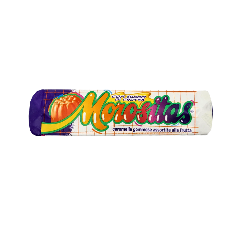 Bonbons Morositas, caramelles gommose aux fruits, emballage coloré, sucré et fruité, 34g.