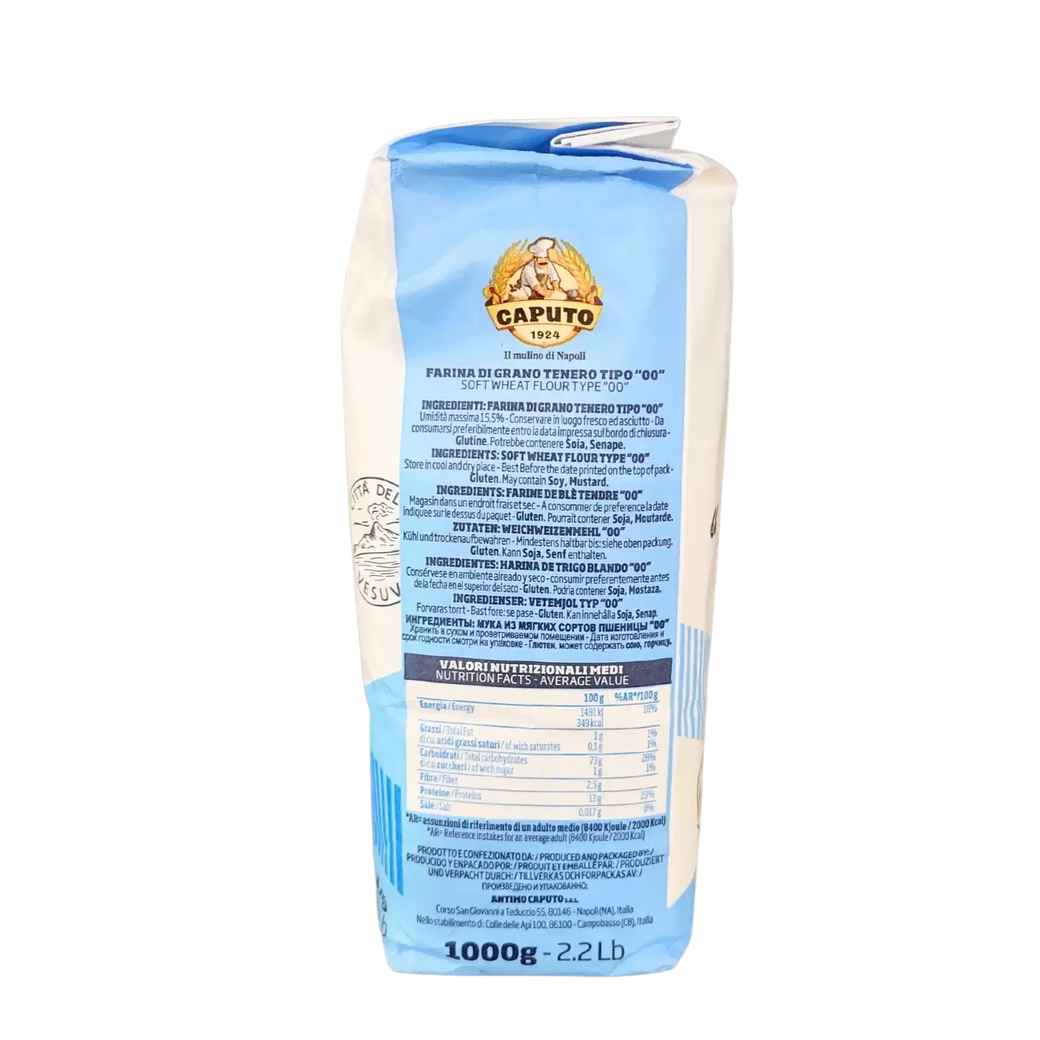 Paket Caputo 00 klassisches universelles Doppio Zero 1kg mit sichtbarem Molino Caputo Logo, ideal für Teigwaren, Pizza und Pâtisserie.