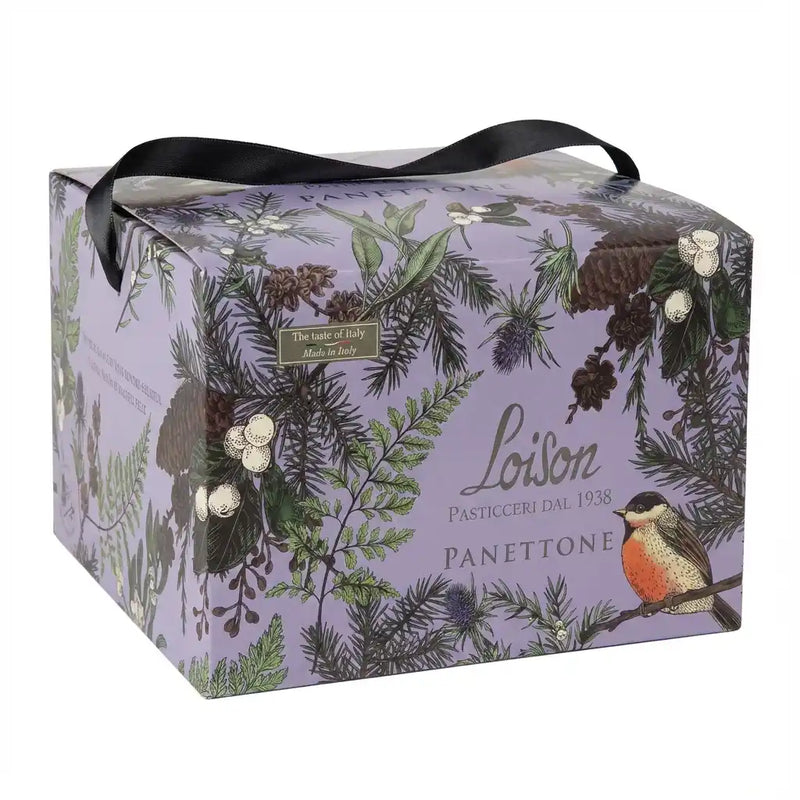 Panettone Nerosale Loison 1kg – italienischer Brioche mit Zartbitter-Schokolade und Meersalz-Karamell, illustrierte Premium-Verpackung