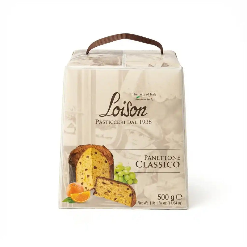 Panettone Classico Loison 500g – traditionelle italienische Brioche mit kandierten Früchten in seiner Vintage-Verpackung