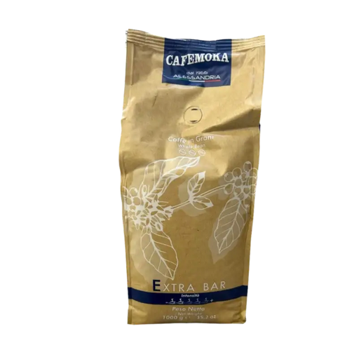 Grain de café en sac Cafemoka Alessandria Extra Bar, face avant, 1kg.