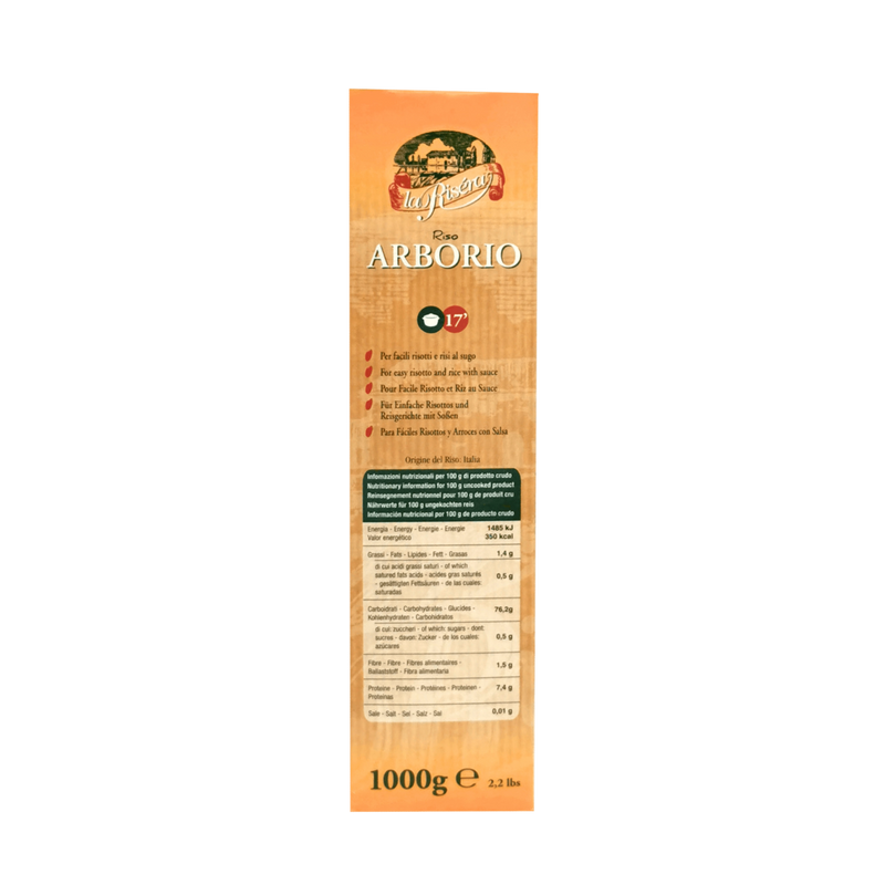 Riz Arborio - La Risera - 1kg - Valeurs nutritionnelles
