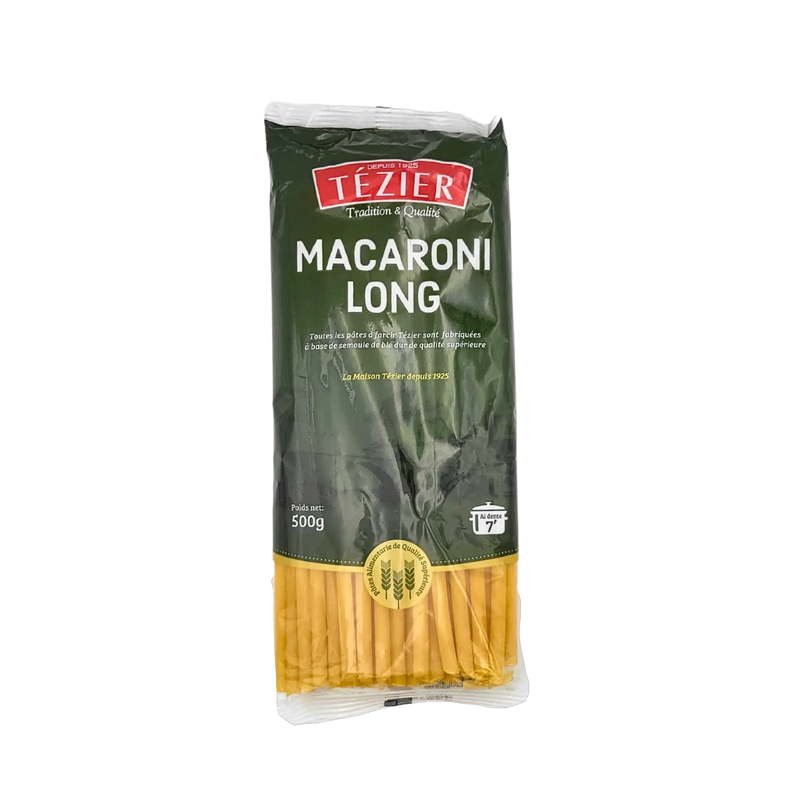 Macaroni Long Tezier 500g Pates longues - vue de face