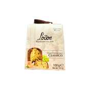 Face avant du Panettoncino Classico Loison 100g, un mini panettone traditionnel italien.