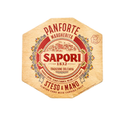 Face avant du Panforte Margherita Sapori, gâteau aux amandes et fruits confits, 320g.
