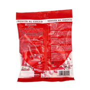 Emballage arrière des Bonbons Noix de Coco Rossana 150g, avec informations nutritionnelles et ingrédients.
