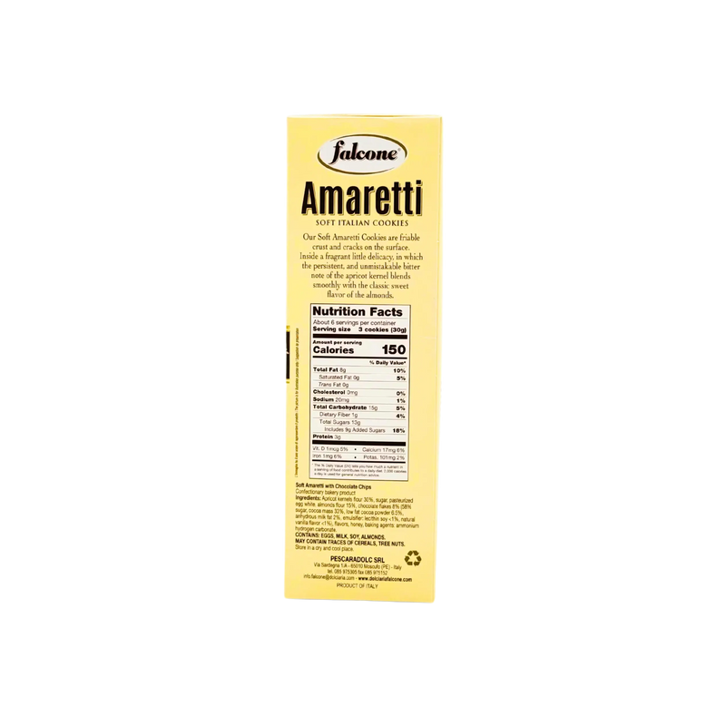 Tableau des valeurs nutritionnelles des Amaretti morbidi d'Abruzzo Falcone 170g