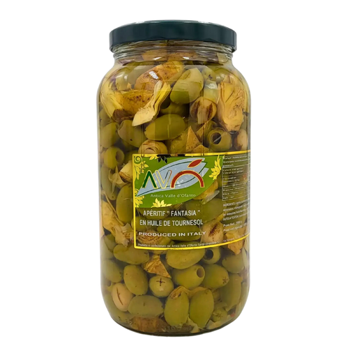 Mélange apéritif italien Fantasia en huile de tournesol – olives et artichauts Antica Valle d’Ofanto 2,9kg