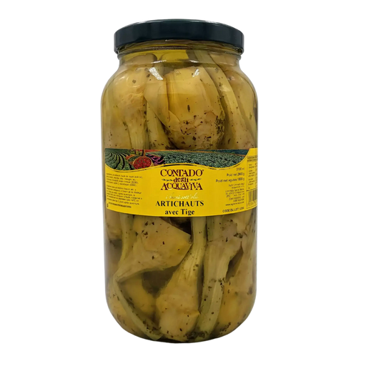 Bocal de carciofi alla Romana entiers avec tige Contado Degli Acquaviva 2,9kg – artichauts marinés à l’italienne