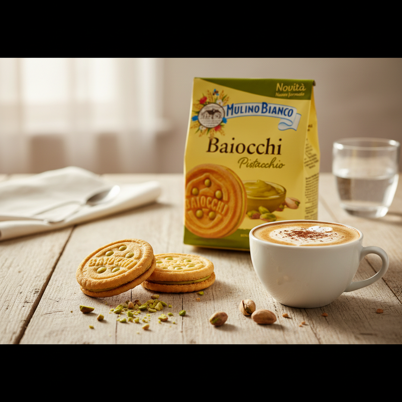 Biscuits Pistache Mulino Bianco - Fourrage crème pistache (240g) - en situation d'usage