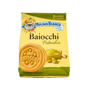 Paquet de 240g de biscuits Baiocchi Pistacchio de Mulino Bianco avec crème de pistache, sans huile de palme