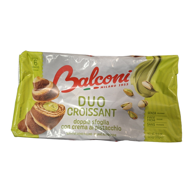 Packshot Duo Croissant Pistache Balconi 6x50g sur fond blanc