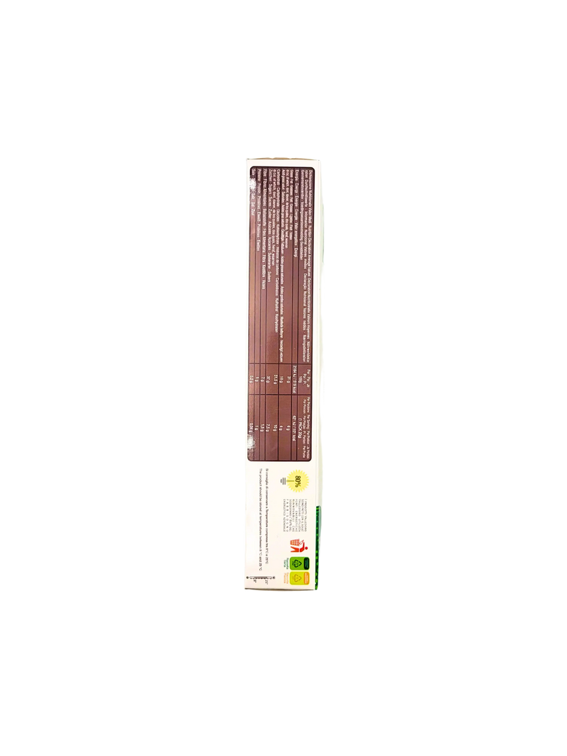 Valeurs nutritionnelles des Bastoncini di Mais Zulù, Valledoro, snack sans gluten enrobé de chocolat noir, paquet de 120g."
