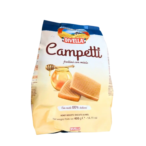 Biscuits au miel pour le petit-déjeuner – Campetti frollini con miele – Divella – 400 g (face avant)