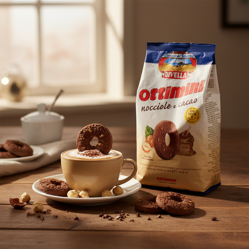 Biscuits Chocolat Noisette Divella - Nocciola e Cacao (350 g) - en situation d'usage