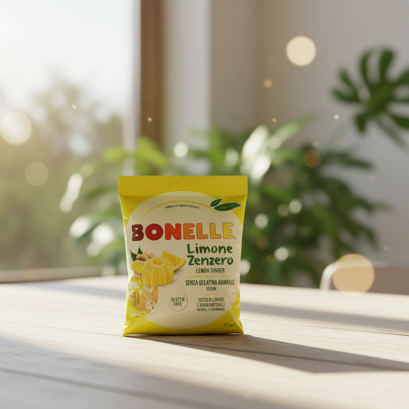 Bonelle Vegane Zitrone-Ingwer-Bonbons – Vegan & Glutenfrei (175 g)