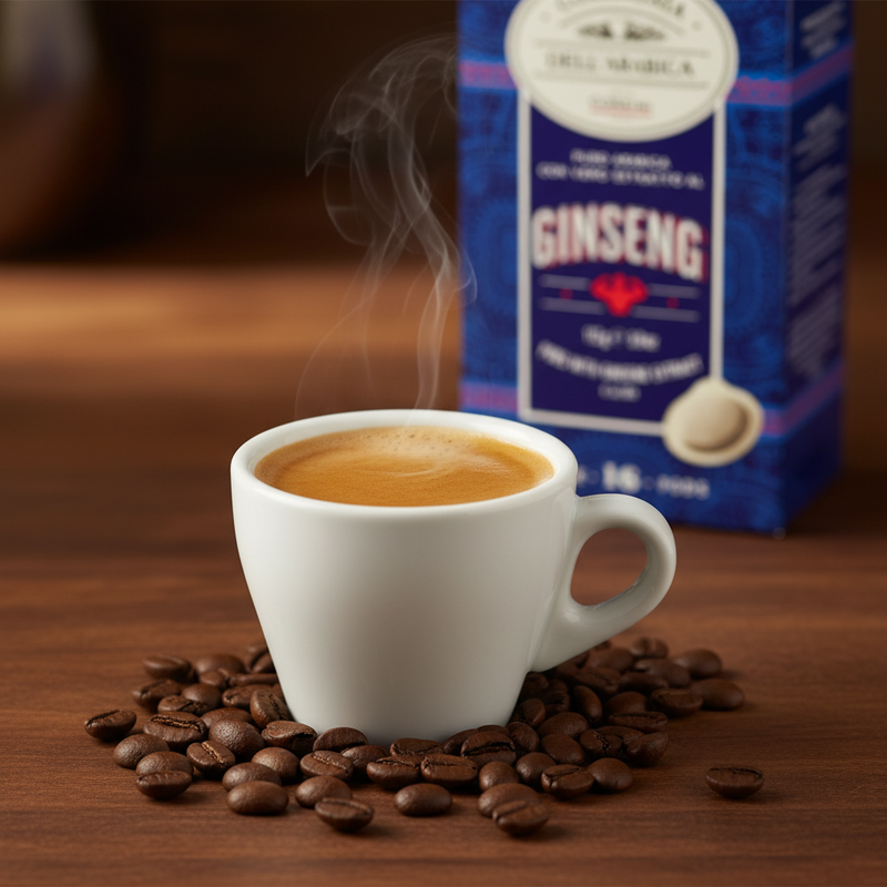 Dosette Ginseng Corsini - 100 % Arabica (112 g / 16 dosettes) - en situation d'usage