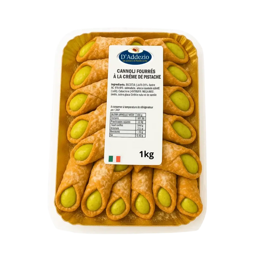 Cannoli siciliens D’Addezio fourrés à la crème de pistache, pâtisserie italienne artisanale 1 kg – dessert sicilien gourmand