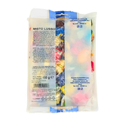 Face arrière du sachet de bonbons assortis Caramelle & Bonbons Mangini 150g, avec détails nutritionnels et informations sur le produit.