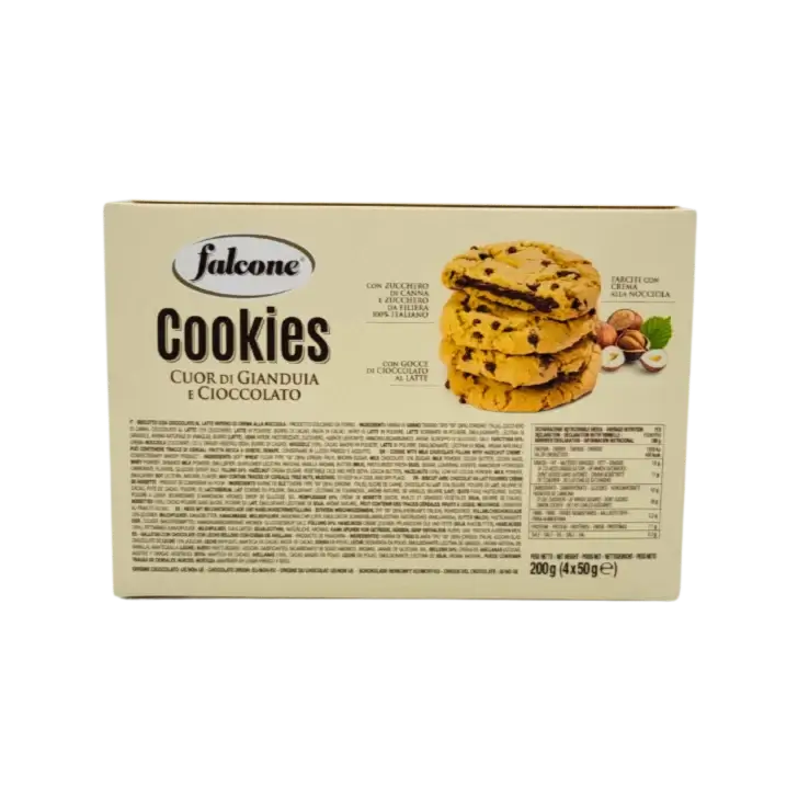 Cookies Falcone 200g face arrière – liste des ingrédients et informations nutritionnelles