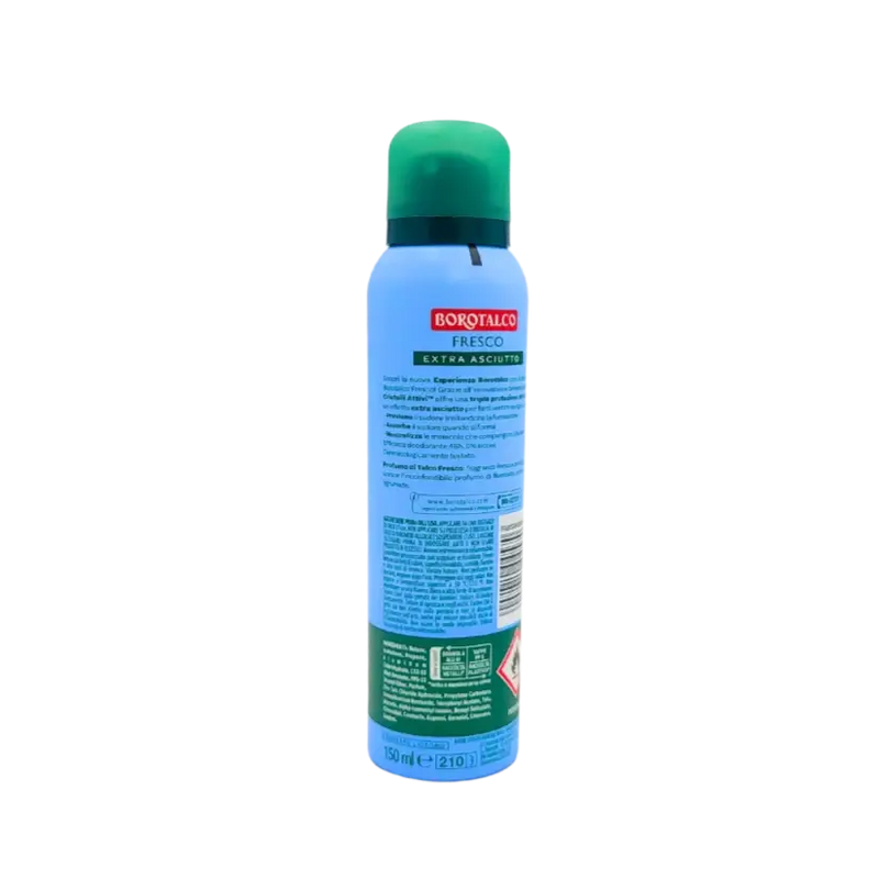 Description italienne du déodorant Borotalco Talco Cristalli Attivi – efficacité extra sèche 48h