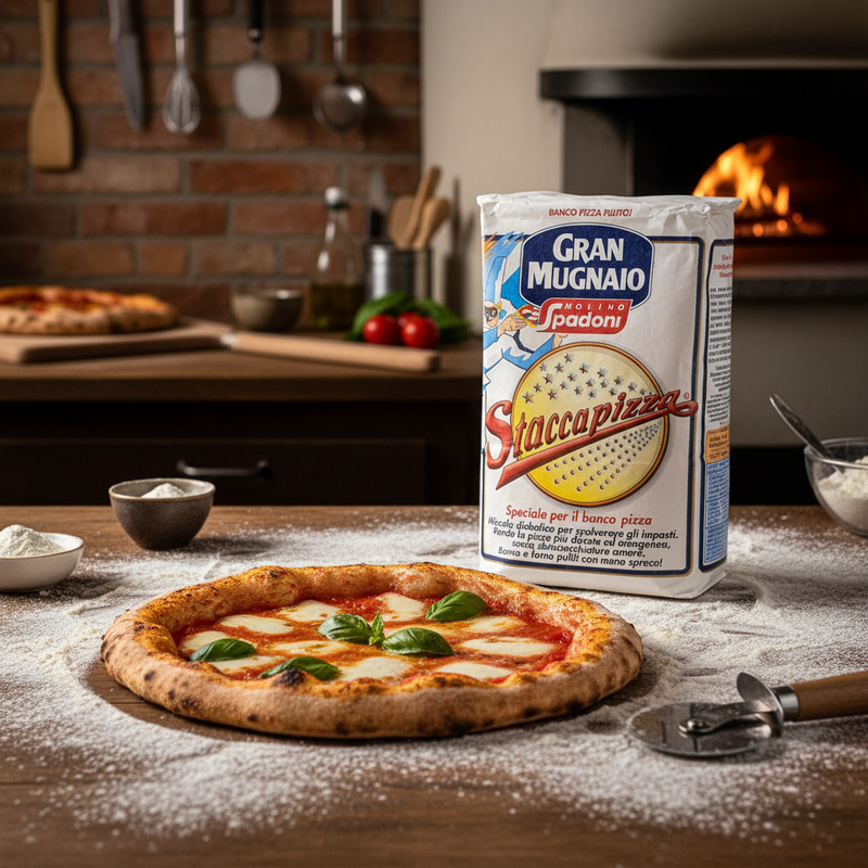 Farine Semoule Pizza Staccapizza Molino Spadoni - Mélange (5KG) - en situation d'usage
