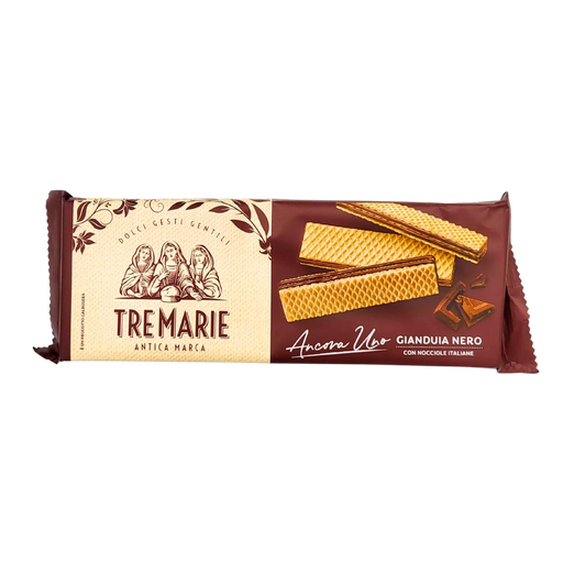 Gaufrettes au chocolat noir Gianduia, Tre Marie, 175g, délicates et croustillantes, produit italien raffiné.