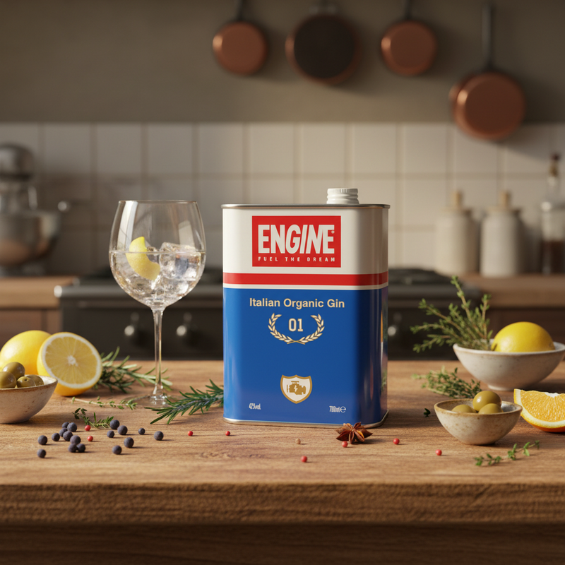 Gin Italien Bio ENGINE - Artisanal Piémont (70 cl) - en situation d'usage