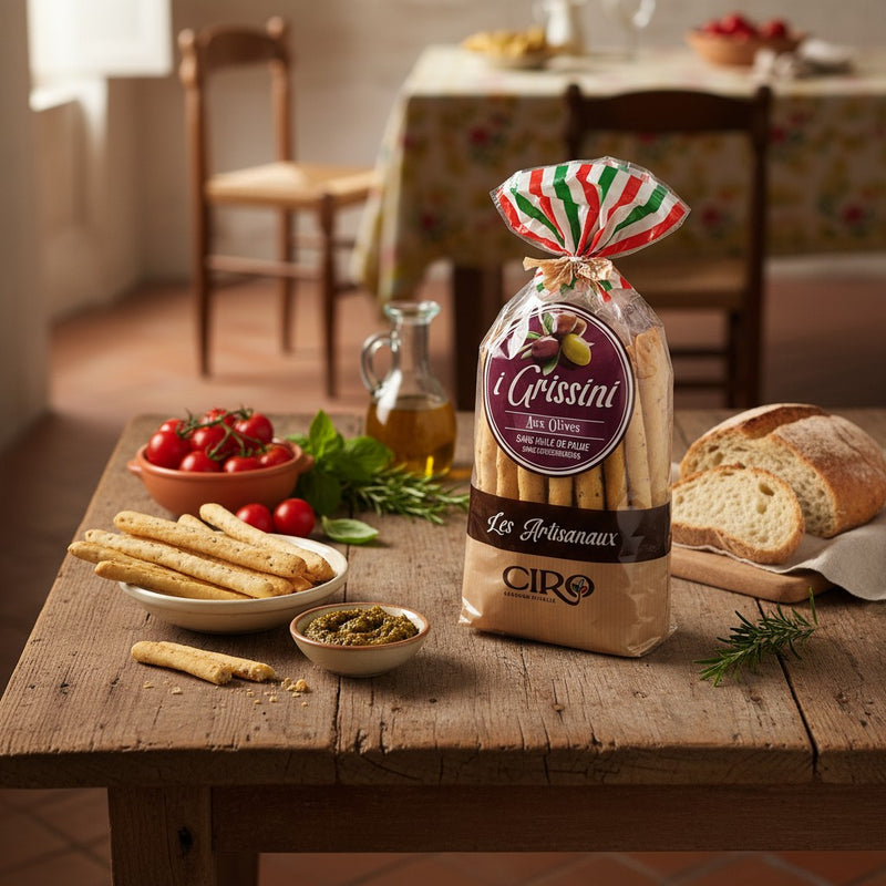 Gressin Olive Ciro - Saveur Méditerranéenne (250 g) — cuisine italienne authentique
