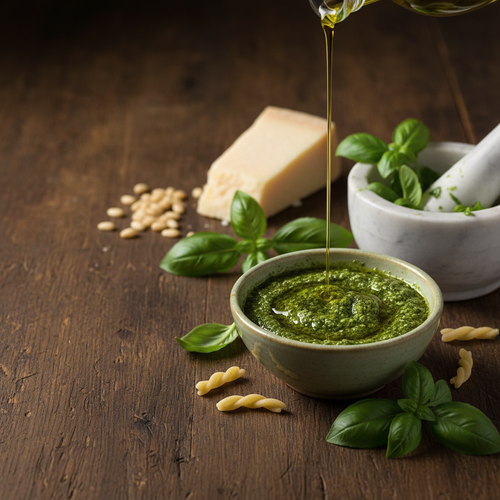 Pesto genovese maison, basilic frais et parmesan