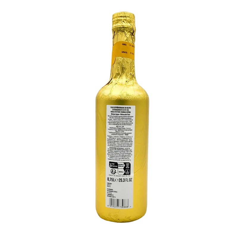 Huile d'olive extra vierge Riviera Ligure DOP Ca' Dò 75cl - Bouteille face arrière