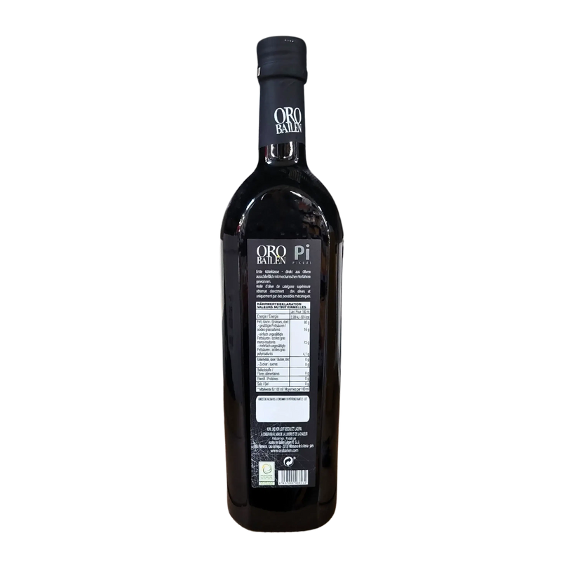Huile d'olive extra vierge Oro Bailen Picual 750ml - Informations nutritionnelles et composition.