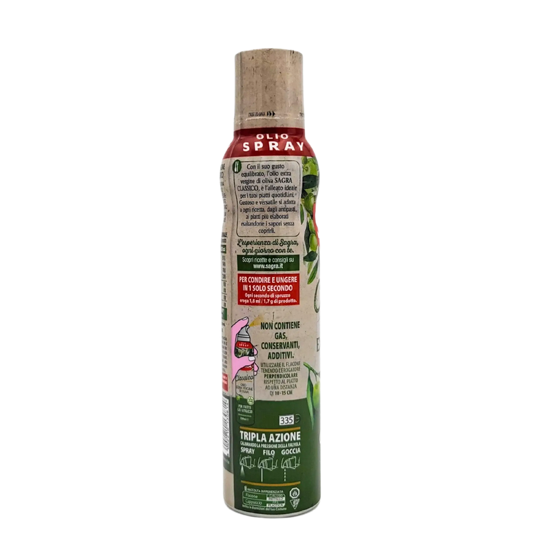 Composition de l'huile d'olive extra vierge en spray Sagra 200ml - Ingrédients 100% naturels