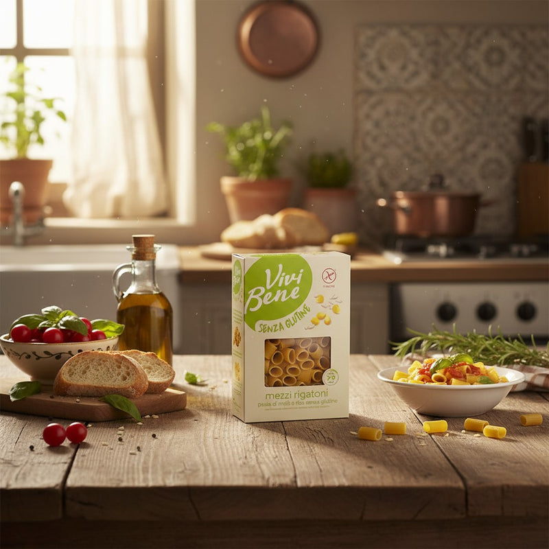 Mezzi Rigatoni Sans Gluten Vivi Bene - Maïs & Riz (400 g) — cuisine italienne authentique