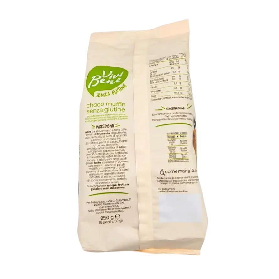 Glutenfreies Muffin-Packung 250g Vivi Bene, Rückansicht