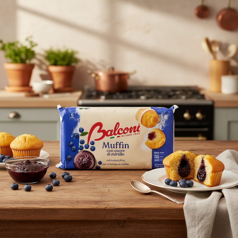 Muffin Myrtille Balconi - Moelleux italien (258 g) - en situation d'usage